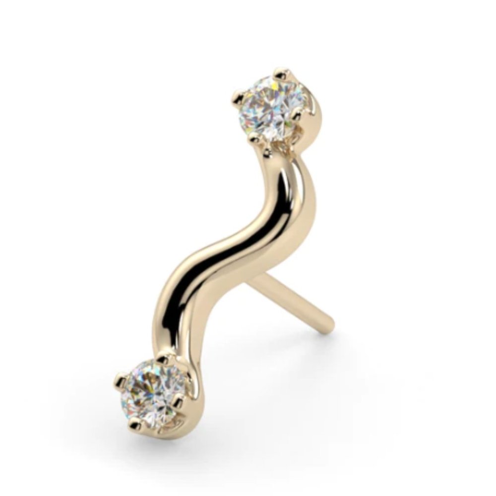 Kiwi Diamond "Squiggle 2" Pushback Earring